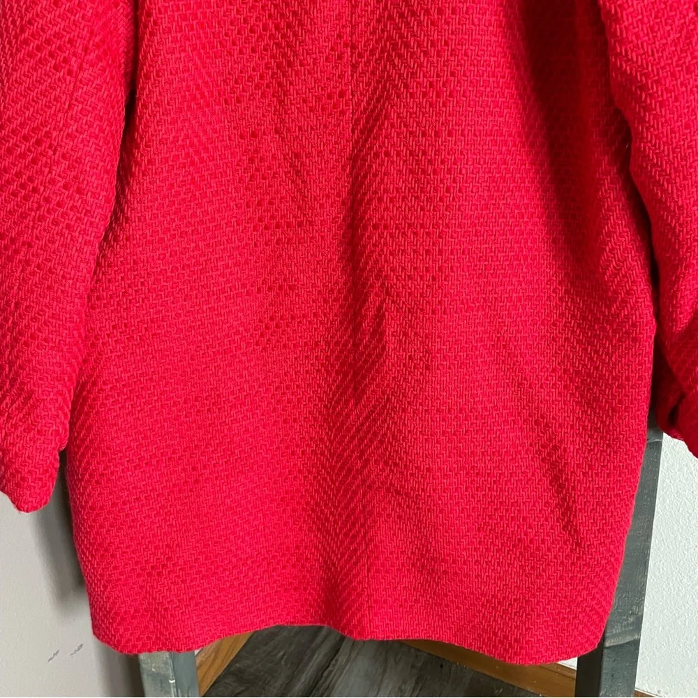 Zara Textured Tweed Coat Gold Buttons Oversized Jacket Red BLOGGER FAVORITE